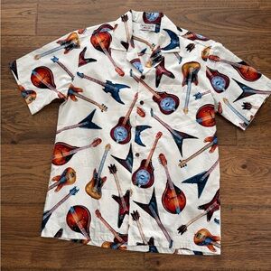 Pacific Legends Apparel Hawaiian Guitar Rock Button Down Shirt M